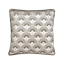 Load image into Gallery viewer, Cushion. Square Velvet, with Piping. Art Deco Cream, Brown Swans. VF