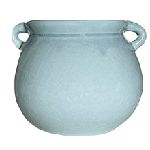 Load image into Gallery viewer, Plant Pot, Danish Glazed Pottery. Pot with Handles - Light Blue VF
