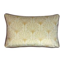 Load image into Gallery viewer, Cushion. Rectangle Velvet Cushion. Cream & Gold Pattern with Brown Piping & reverse VF