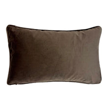 Load image into Gallery viewer, Cushion. Rectangle Velvet Cushion. Cream & Gold Pattern with Brown Piping & reverse VF