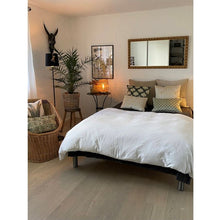 Load image into Gallery viewer, Cushion. Rectangle Velvet Cushion. Cream & Gold Pattern with Brown Piping & reverse VF