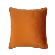 Load image into Gallery viewer, Cushion. Square Velvet, with Piping. Green and Orange Fern Pattern. VF