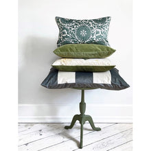 Load image into Gallery viewer, Cushion. Rectangle Velvet Cushion. Cream and Green Circle Pattern. VF.