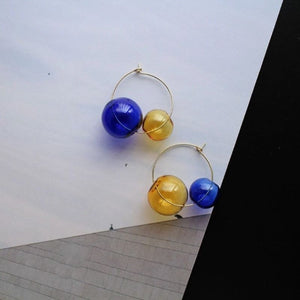 Earrings, Silver Colour Hoop Wire Fixings with Glass 'Bubble' Beads