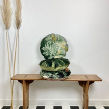 Load image into Gallery viewer, Cushion, Round / Circular 'Jackfruit' Green, Yellow, Cream Print with Gold Piping VF