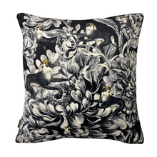 Load image into Gallery viewer, Cushion. Square Velvet, with Piping. 'Pantom' Black and White, Ochre Monkey. VF