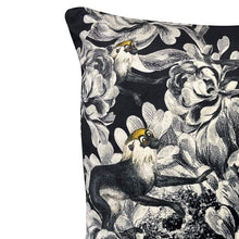 Load image into Gallery viewer, Cushion. Square Velvet, with Piping. 'Pantom' Black and White, Ochre Monkey. VF