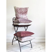 Load image into Gallery viewer, Cushion. Square Velvet, with Piping. Plaster Pink Flower Design. VF