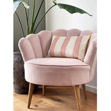 Load image into Gallery viewer, Cushion. Rectangle Velvet Cushion. Cream, Gold / Mustard and Pink Stripe with Gold Piping. VF VF