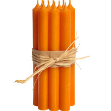 Load image into Gallery viewer, Candle, Long Dinner Candle 25cm, 11.5hrs burning time. Orange.