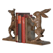 Load image into Gallery viewer, Bookends, Boxing Hares, Wood Effect Finish &amp; Texture.
