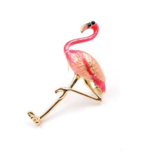 Load image into Gallery viewer, Brooch, Pink Flamingo. Bronze style metal with Pink Enamel Detail
