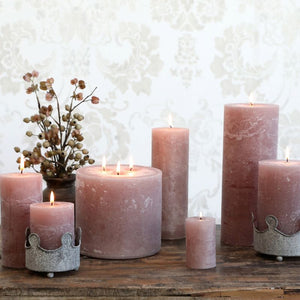 Candle, Rustic Pillar 40hrs burning time. Taupe