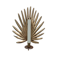 Load image into Gallery viewer, Candleholder for Wall, Palm Leaf Shaped Candle Sconce Antique Gold Metal
