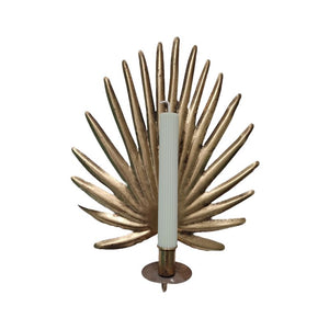 Candleholder for Wall, Palm Leaf Shaped Candle Sconce Antique Gold Metal