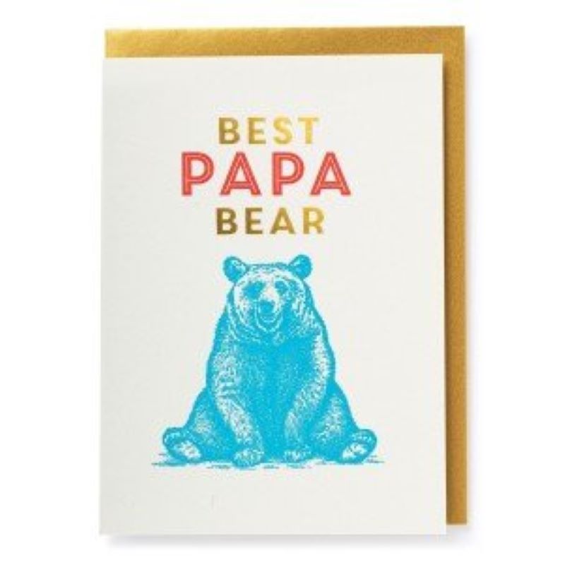 Greeting Card. Best Papa Bear. Blank Inside