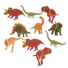 Load image into Gallery viewer, Garland 'Dinosaur', 3m Hand Screen Printed Paper Garland with Ten Dinsosaurs