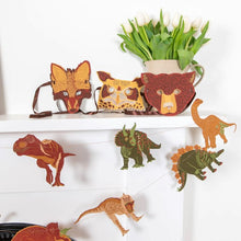 Load image into Gallery viewer, Garland 'Dinosaur', 3m Hand Screen Printed Paper Garland with Ten Dinsosaurs
