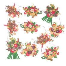 Load image into Gallery viewer, Garland &#39;Bouquet&#39;, 10m Hand Screen Printed Paper Garland with Ten Bouquets Red
