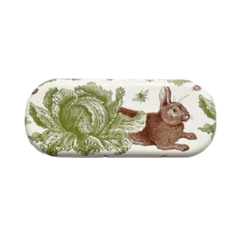 Glasses Case. Rabbit & Cabbage Design. Flock Lined Inner