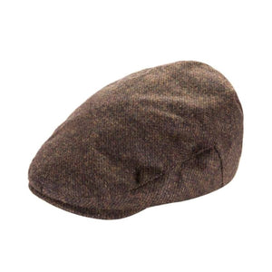 Hat, Tweed Flat Cap in Brown Textured, One Size