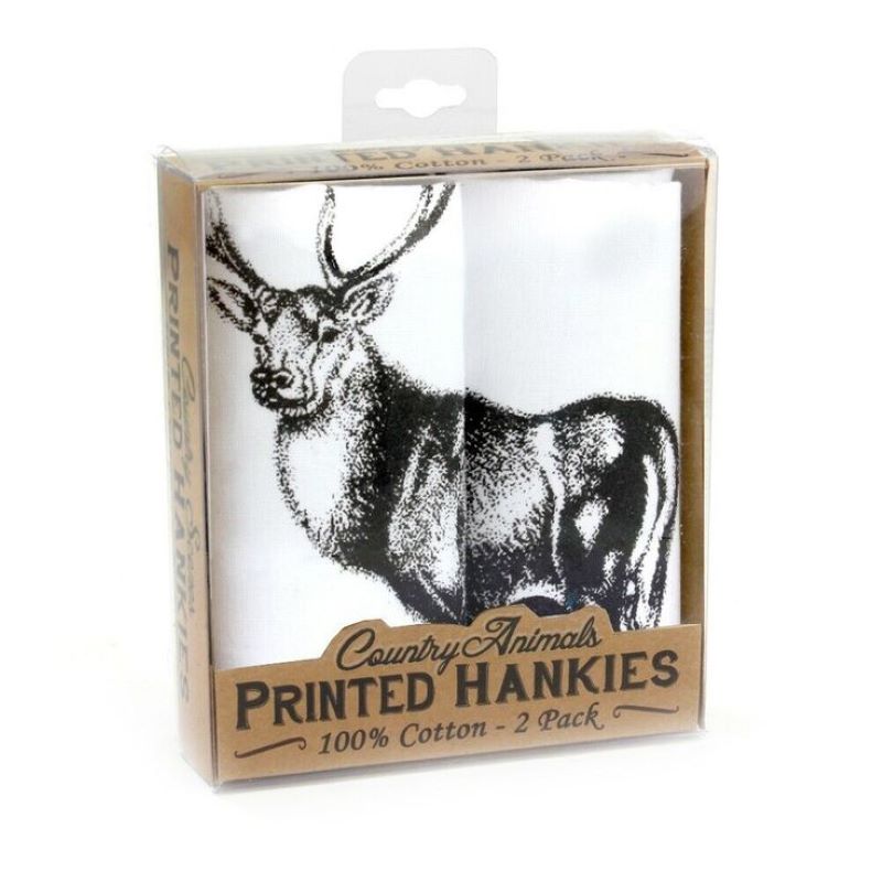 Handkerchief / Hanky 100% Cotton, Pack of 2 Design: Stag