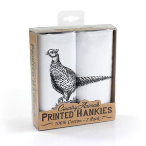 Handkerchief / Hanky 100% Cotton, Pack of 2 Design: Pheasant