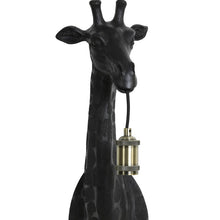 Load image into Gallery viewer, Wall Lamp, Giraffe, Matt Black. Mouth held Bulb with Fabric Cable.
