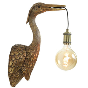 Wall Lamp / Light, Crane, Antique Bronze