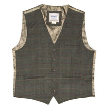 Load image into Gallery viewer, Waistcoat, traditional tweed wool style Green Check

