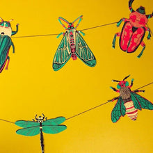 Load image into Gallery viewer, Garland &#39;Insects&#39;, 10m Hand Screen Printed Paper Garland with Ten Insects
