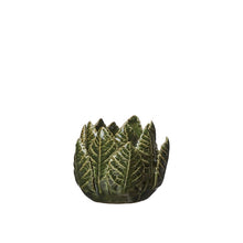 Load image into Gallery viewer, Candleholder , Green Stoneware, Botanical Leaf Candle Holder, for Small Candle
