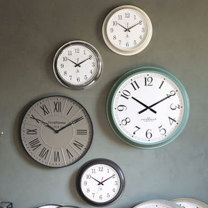 Clock, Cream Metal Edge Faversham Clock, Large 41cm D