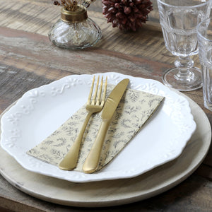 Napkins, Paper Napkin / Towel, Flowers & Leaves, Honey Colour