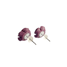 Load image into Gallery viewer, Earrings, Studs, Rose Design with Silver Coloured Ear Post, Burgundy
