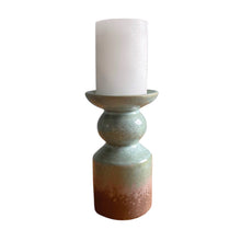 Load image into Gallery viewer, Candle Holder, Reactive Glaze Stoneware, Natural Brown / Green Finish
