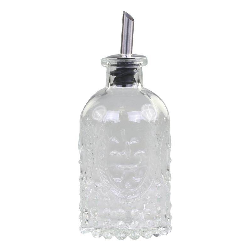 Kitchen Jar, Sugar Dispenser, Embossed Glass Bottle with Pourer Top