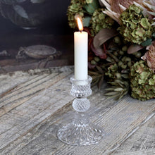 Load image into Gallery viewer, Candleholder, Diamond Cut Glass in Clear, for Dinner Candles
