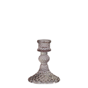 Candleholder, Diamond Cut Glass Candle Holder Design in Mocca, for Dinner Candles
