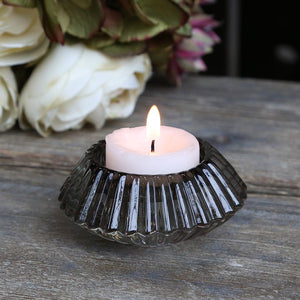 Candleholder, Danish Glass Candlestick Holder in Grey for Dinner Candle or T Light