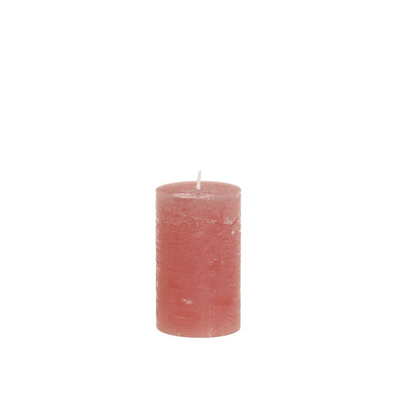 Candle, Rustic Pillar 16hrs burning time. Raspberry Pink