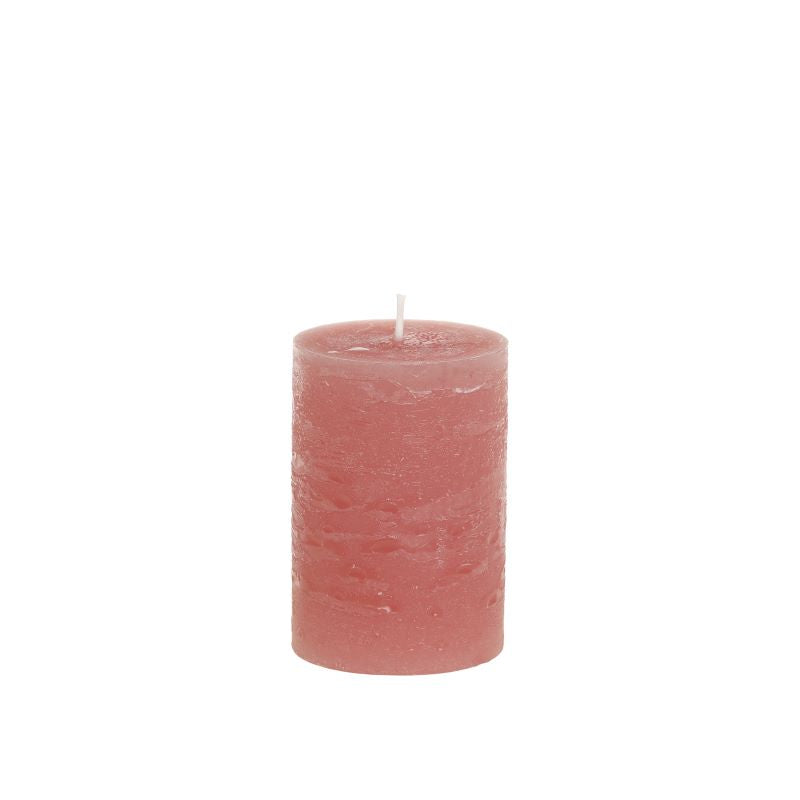 Candle, Rustic Pillar 40hrs burning time. Raspberry Pink