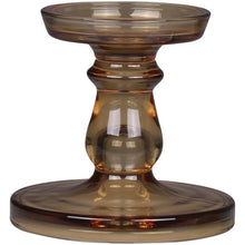 Load image into Gallery viewer, Candleholder, Tall Amber Danish Glass Reversible, for Dinner or Pillar Candle
