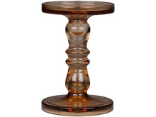 Load image into Gallery viewer, Candleholder, Extra Tall Amber Glass Reversible for dinner or pillar candle
