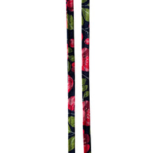 Load image into Gallery viewer, Shoelaces, Pair of 100% Cotton fabric laces, Retro Print Pink Rose Floral / Flowers on Navy Blue
