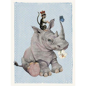 Print / Poster, 50x70cm Danish Design Art Work, Baby Rhino, King Monkey, VF.