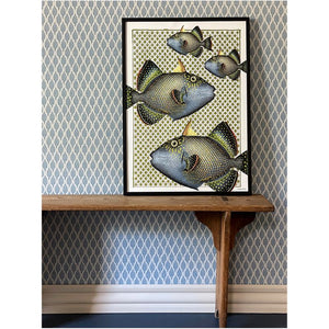 Print / Poster, 50x70cm Danish Design Art Work, Green Fish, VF.