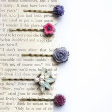 Load image into Gallery viewer, Hair Slide Set.  5 Bobby Pin hair accessories in &quot;Looking like Roses&quot;.
