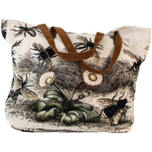 Load image into Gallery viewer, Bag, Tote Bag. Velour printed fabric. &#39;Busy Bees&#39;. Leather Handles. Soft &amp; Luxurious Shopping Bag. GI
