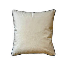 Load image into Gallery viewer, Cushion. Square Velvet, with Piping. Cream, &#39;Blue Horizon&#39;. VF
